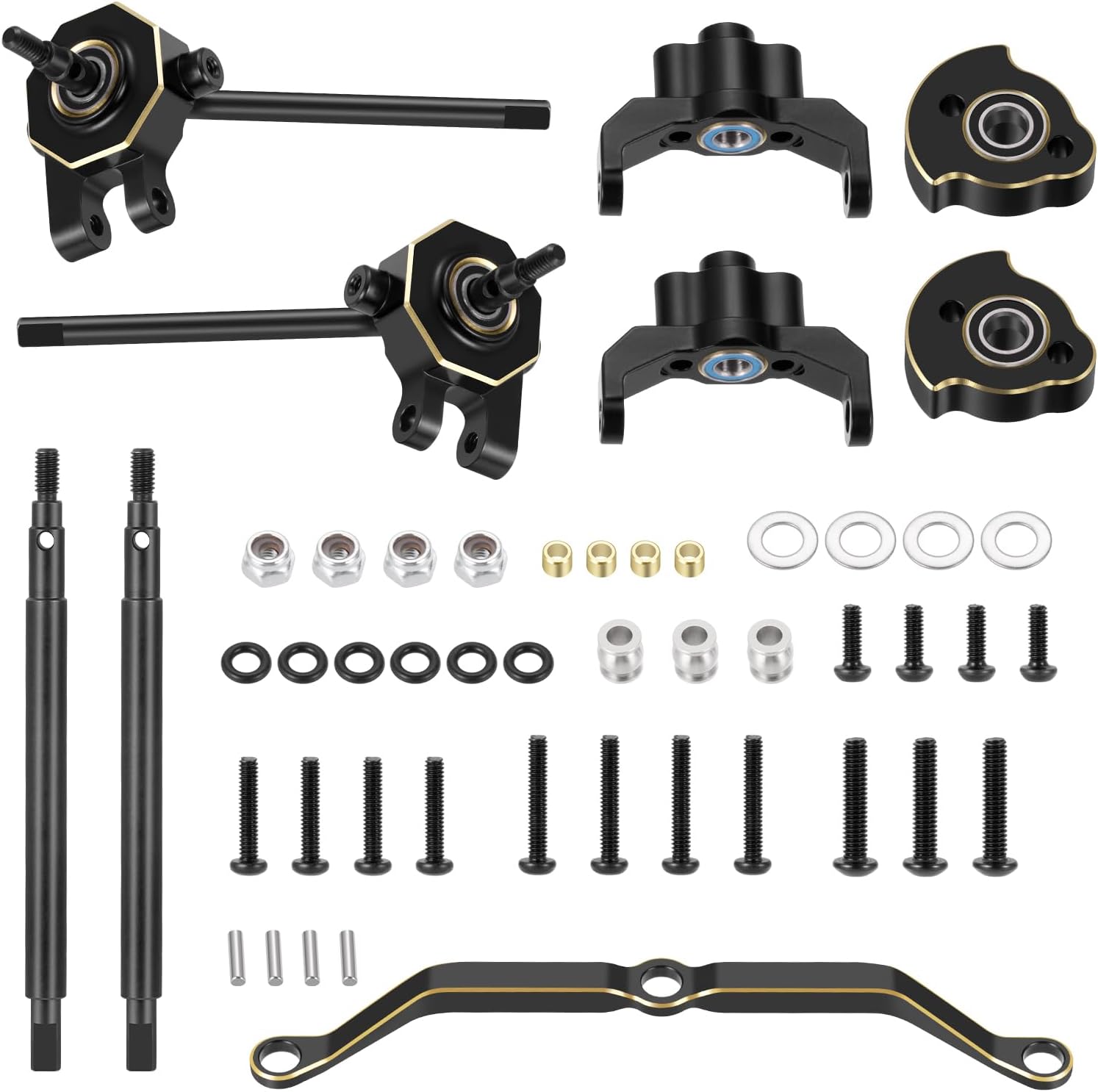 RCLIONS Brass Axle Widening Upgrade Parts for 1/18th TRX4M RC Crawler Car, +5mm Wider on Each Side