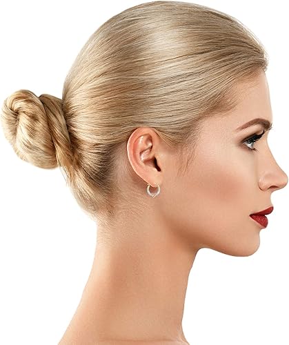 Miniatura 8 de AVORA Aretes de aro criollos de corazón de oro de 10 quilates paquete de 3 tonos y oro amarillo