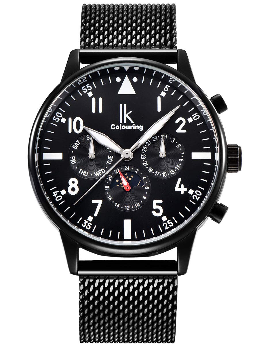 Alienwork IK Reloj Automático Hombre Mujer Cronógrafo Banda de Malla
