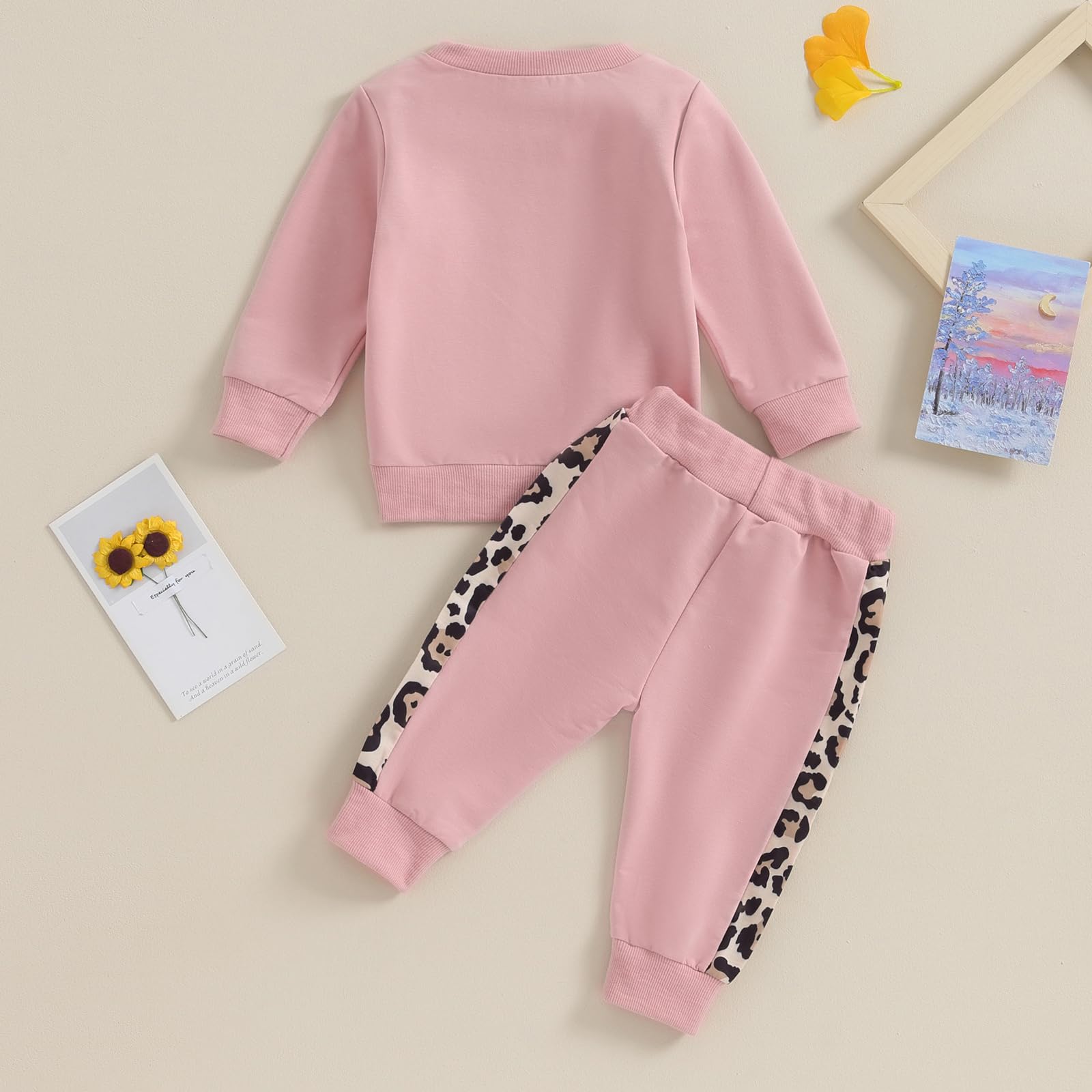 Carolilly Ensemble Vêtement Bébé Fille Enfant Sweat-Shirt Pull Manches Longues + Pantalon Jogging Tenue de Printemps Automne Hiver