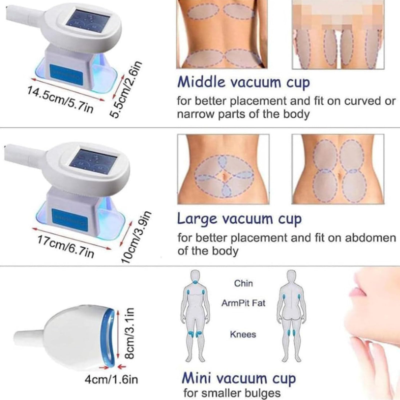Macchina Dimagrante per Criolipolisi,con 3 Maniglie,Macchina Dimagrante per Congelamento,Massaggiatore per La Rimozione della Cellulite,Modellamento del Corpo per Braccia,Vita