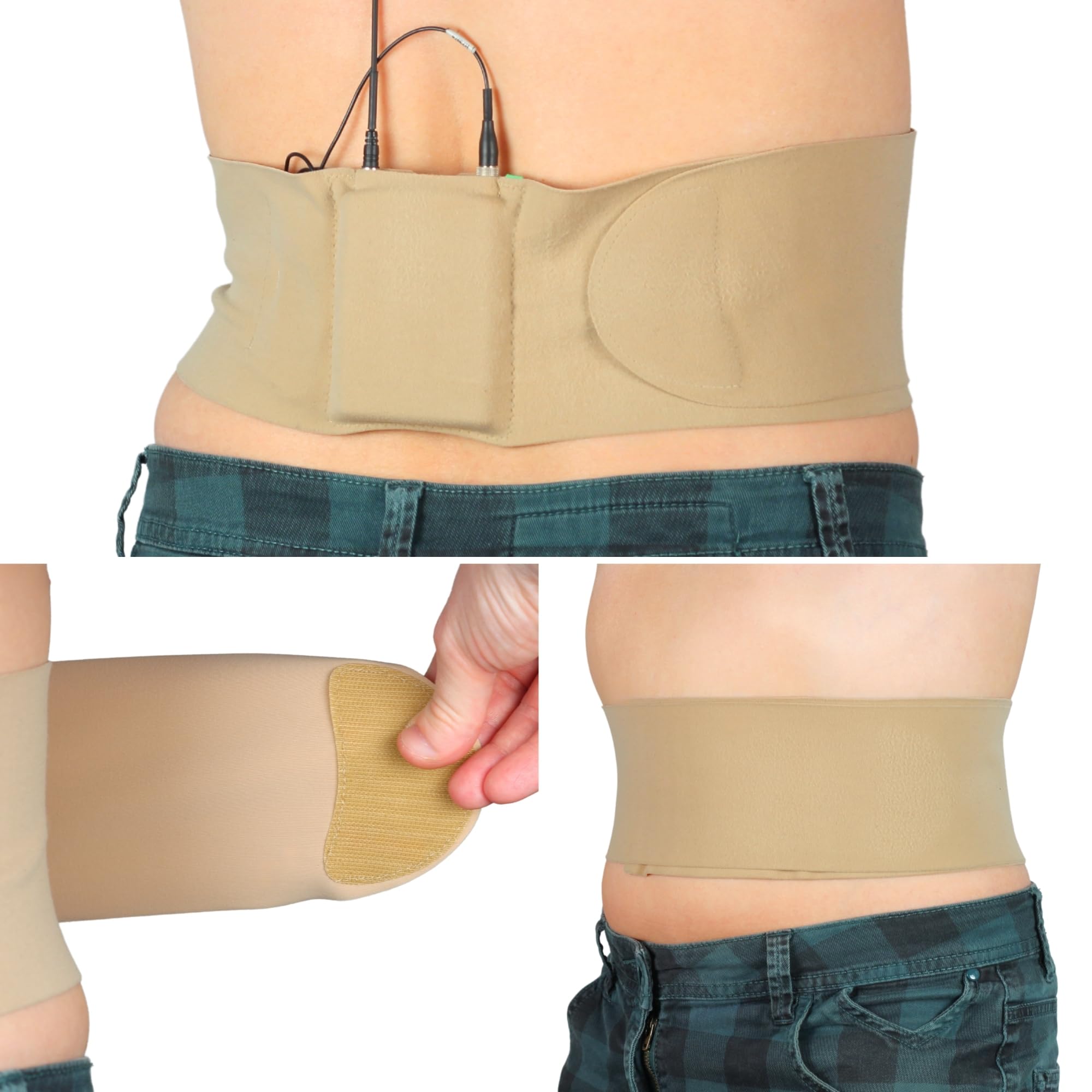 URSA Waist Strap - Sangles d'émetteur de microphone ultra fines, respirantes et extensibles. Compatible avec la plupart des émetteurs/récepteurs (beige, taille moyenne, grande pochette)