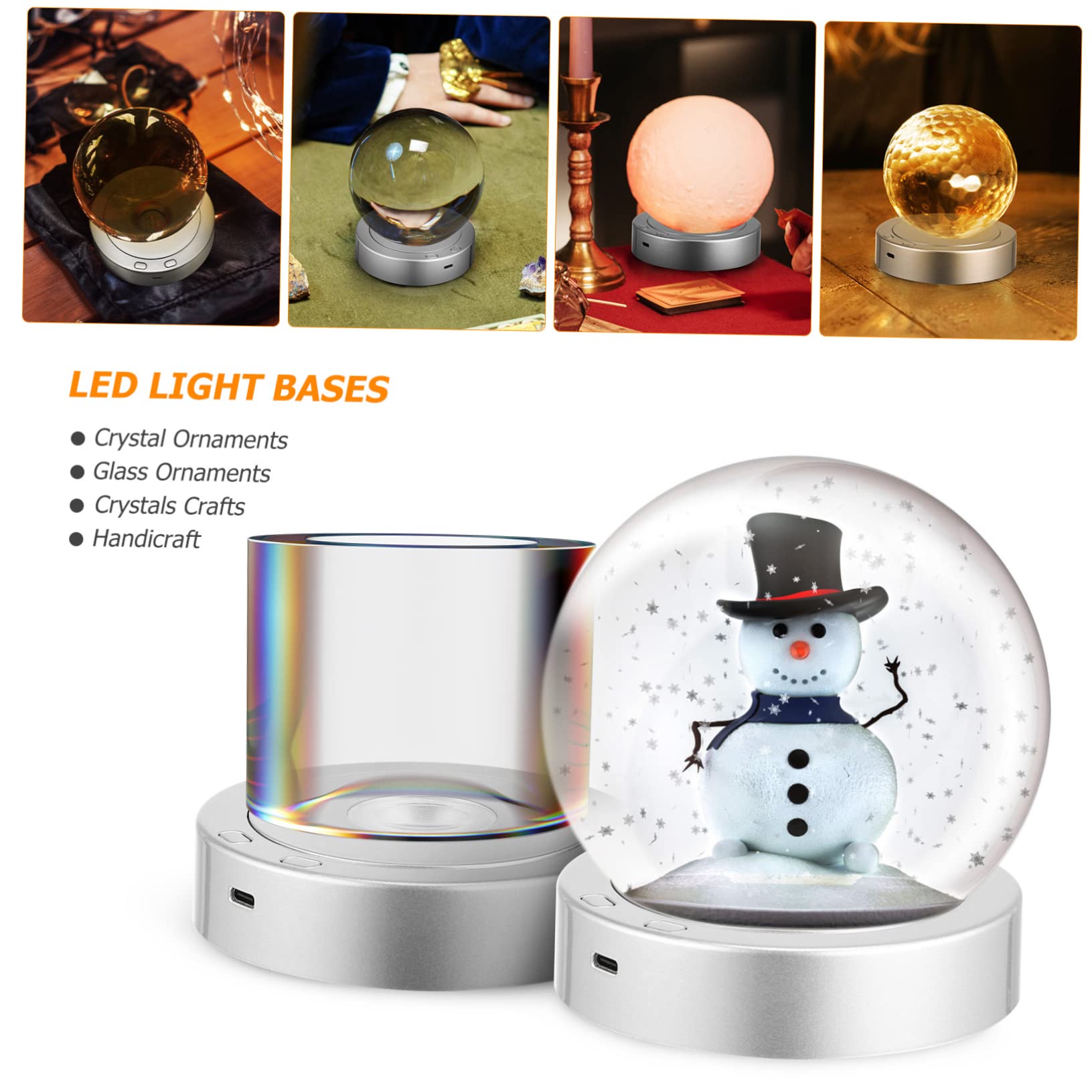 Drehbarer LED Lichtsockel 2 Stück aus Kunststoff für Kristallkugel
