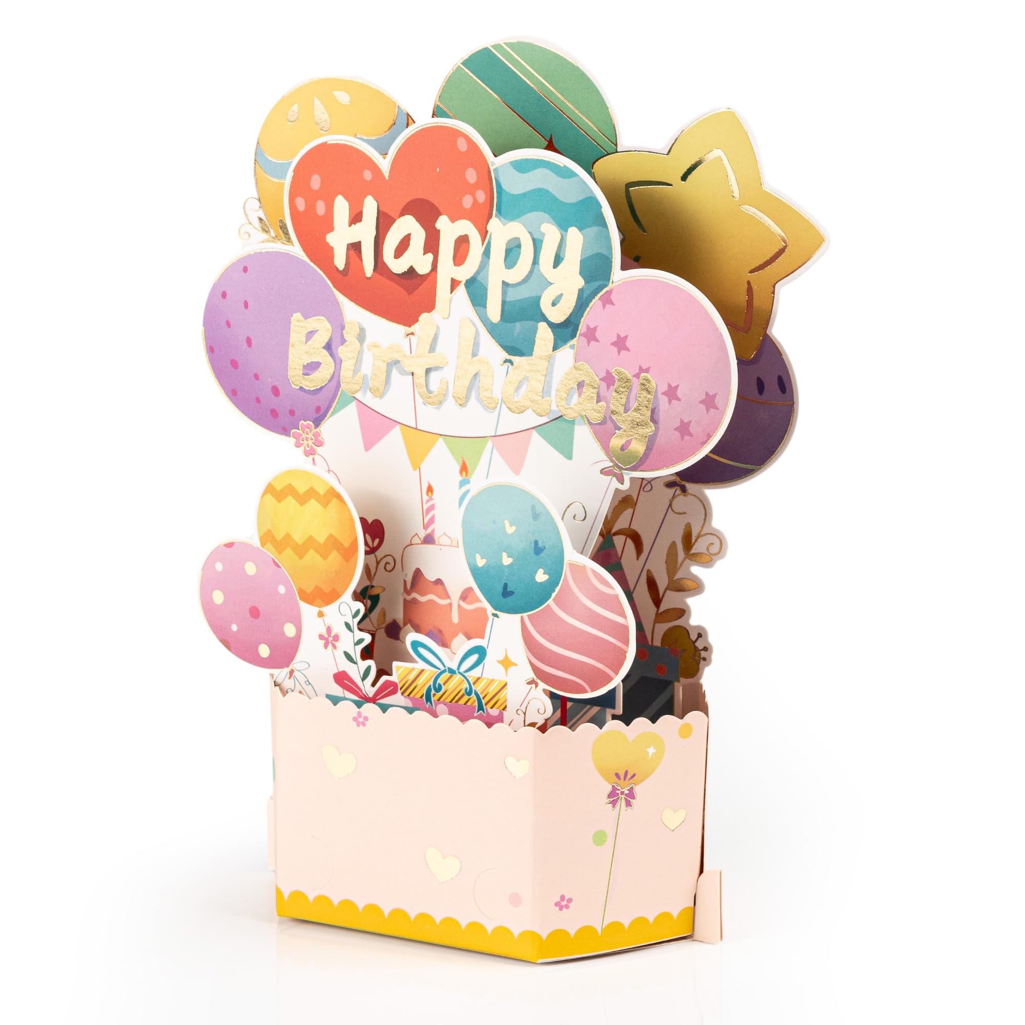 Funny Happy Birthday Gifts Card, Sweet 3D Birthday Gift Box for Adults and Kids with Envelopes, Unique Handmade Foldable Celebration Cards for Daughter, Son, Mom, Dad, Friend