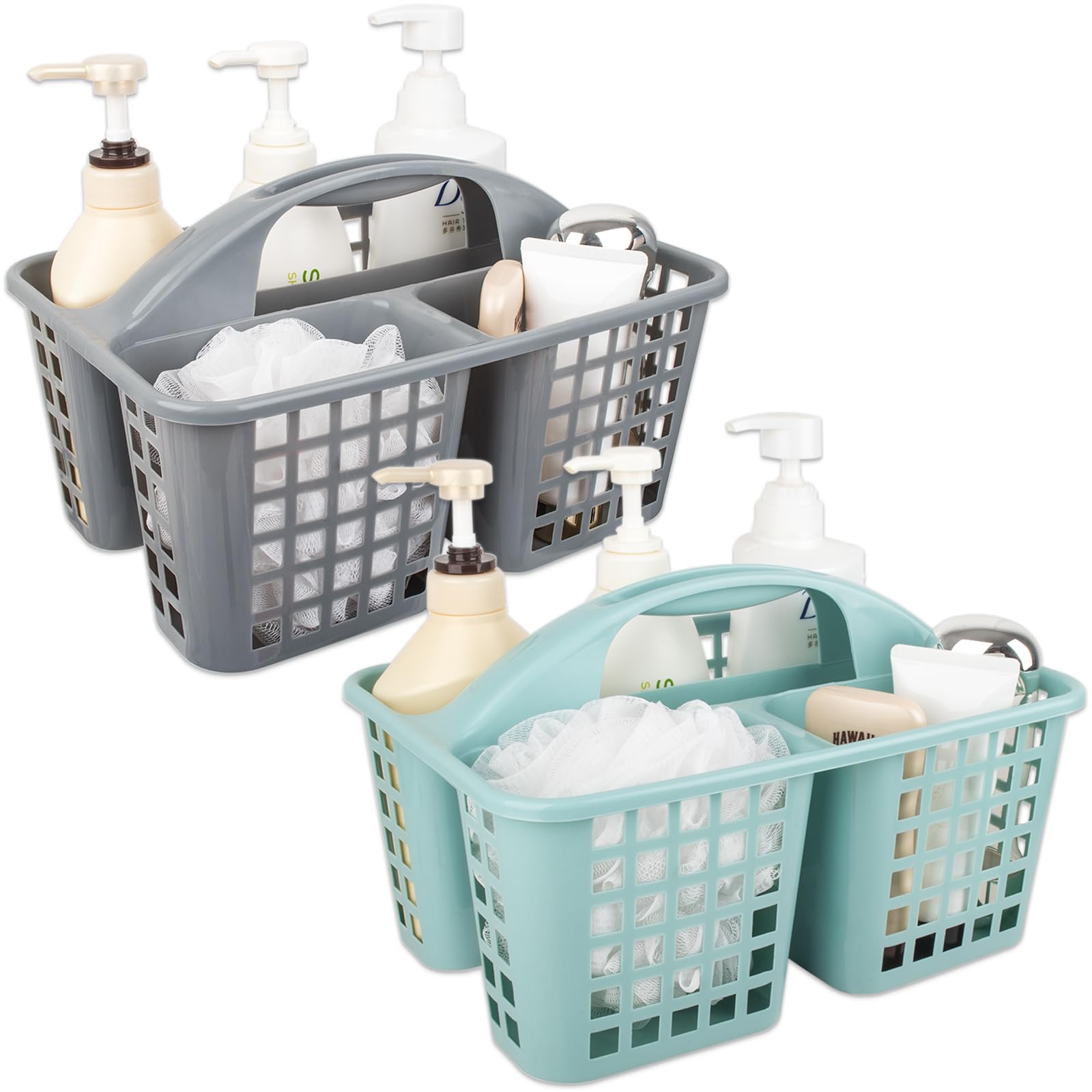 JiatuA Portable Shower Caddy Basket with Compartments Cleaning Supplies Organizer with Handle Plastic Storage Divided Basket Tool Bin