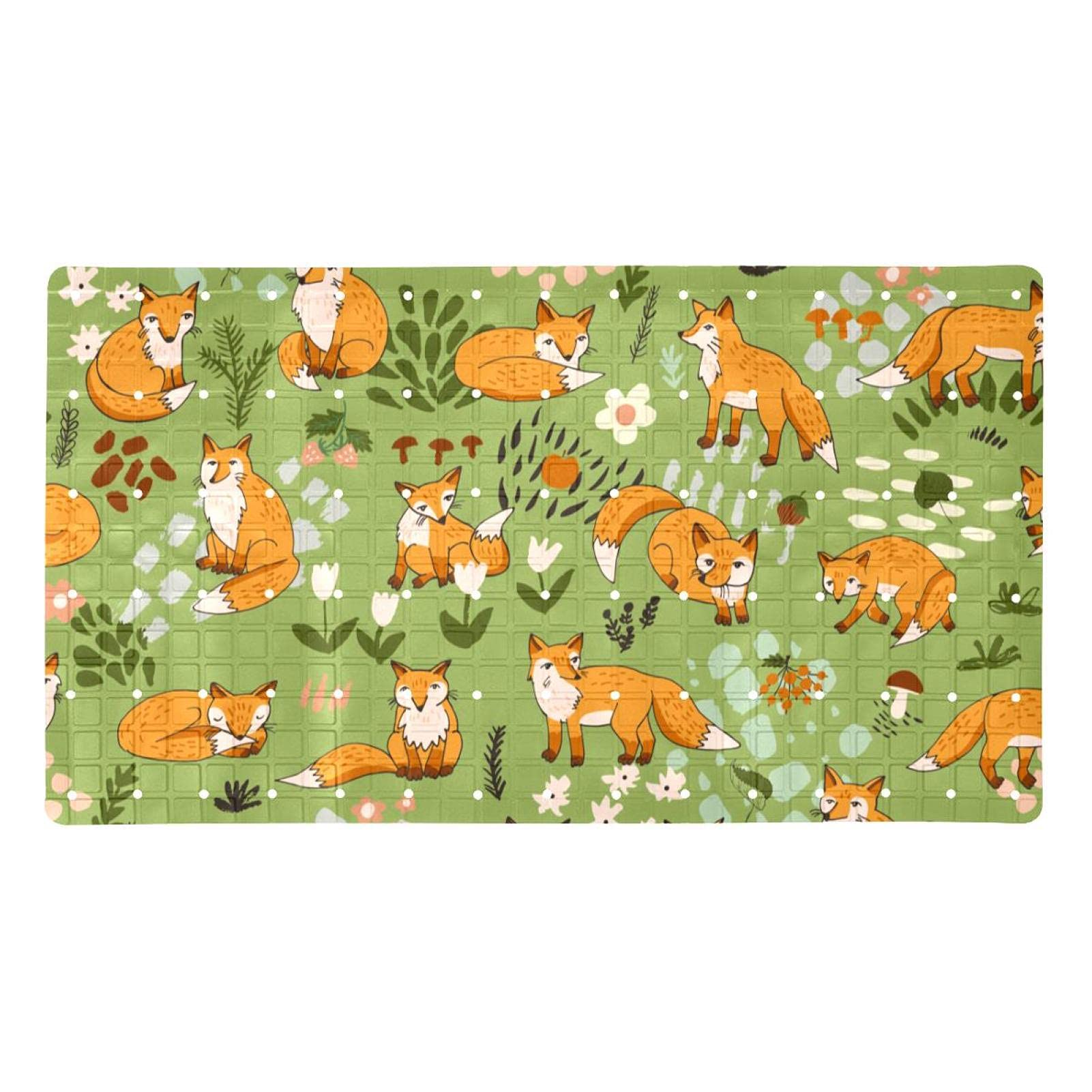 Alfombrillas de baño para niños y ancianos Foxes Green contra caídas
