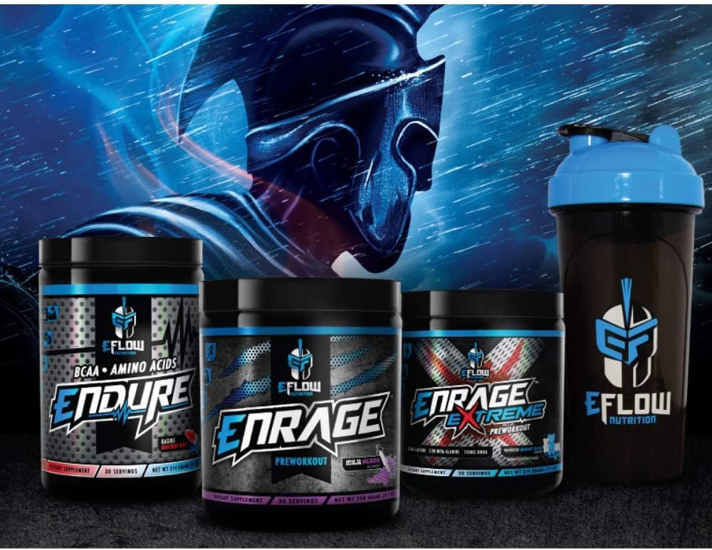 eFlow Nutrition ENRAGE Pre Workout Supplement with Creatine, Beta Alanine, Citrulline, Agmatine - Preworkout Powder to Boost Energy, Pumps, and Strength - Ninja Nerds (30 Servings)