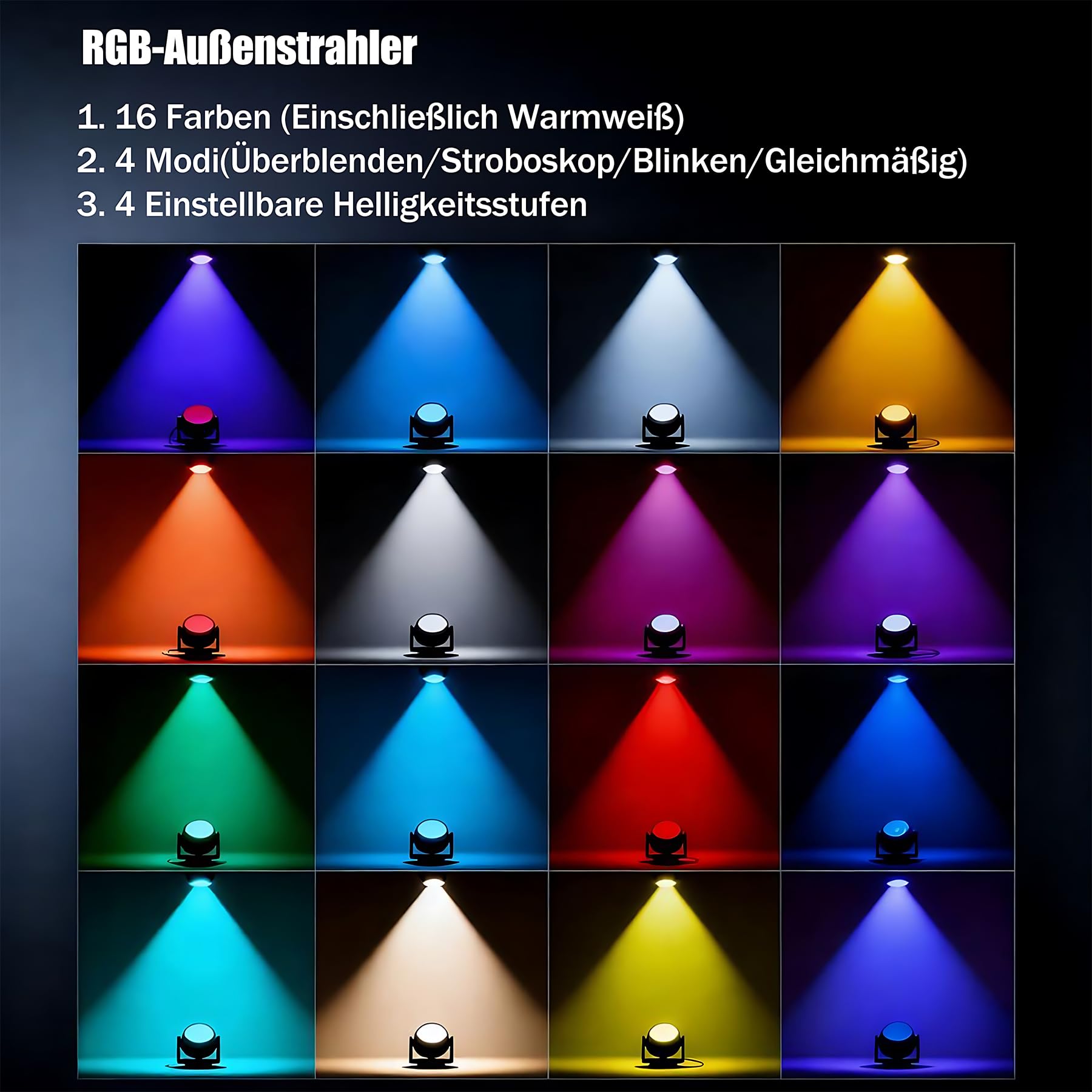LED Strahler Gartenbeleuchtung 10W RGB IP65 Wasserdicht mit Erdspieß 2er Pack