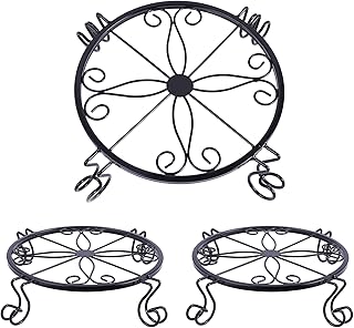 Stojak na rośliny doniczkowe, 3-pak trwały metalowy stojak na rośliny 23 cm wewnętrzny nierdzewny żelazny uchwyt na rośliny do ogrodu na zewnątrz okrągłe wsporniki do sadzarki czarny