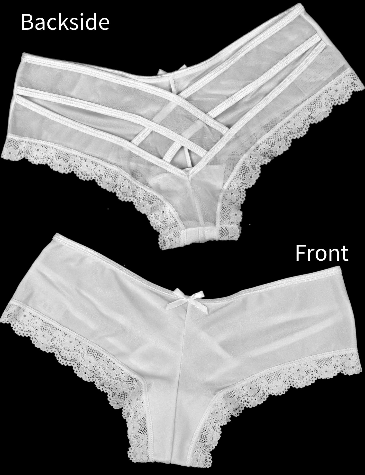 ohyeah Womens Underwear Sexy Lace Hipster Panties for Women Cheeky Cotton Crotch Crisscross Strappy Boyshorts Panties XS-4XL: 3X-Large-4X-Large 1 - White