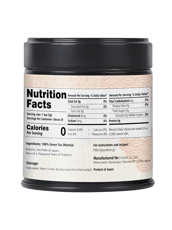 YUZUKI Ceremonial Grade Matcha Powder, 40g/1.4oz