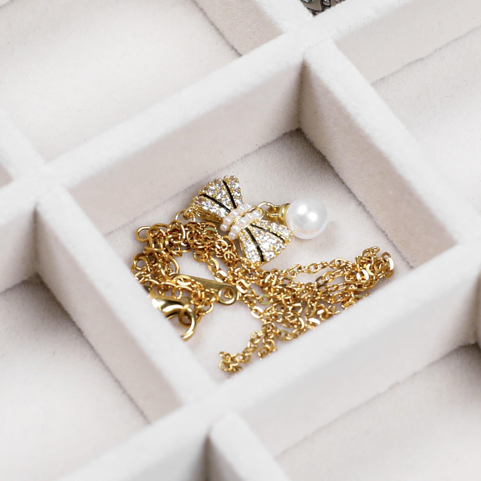 Frebeauty Bandeja de joyería de 24 rejillas, organizador de aretes de terciopelo, organizador de joyas pequeño con tapa transparente, organizador de aretes con cerradura, cajas de joyería y soporte