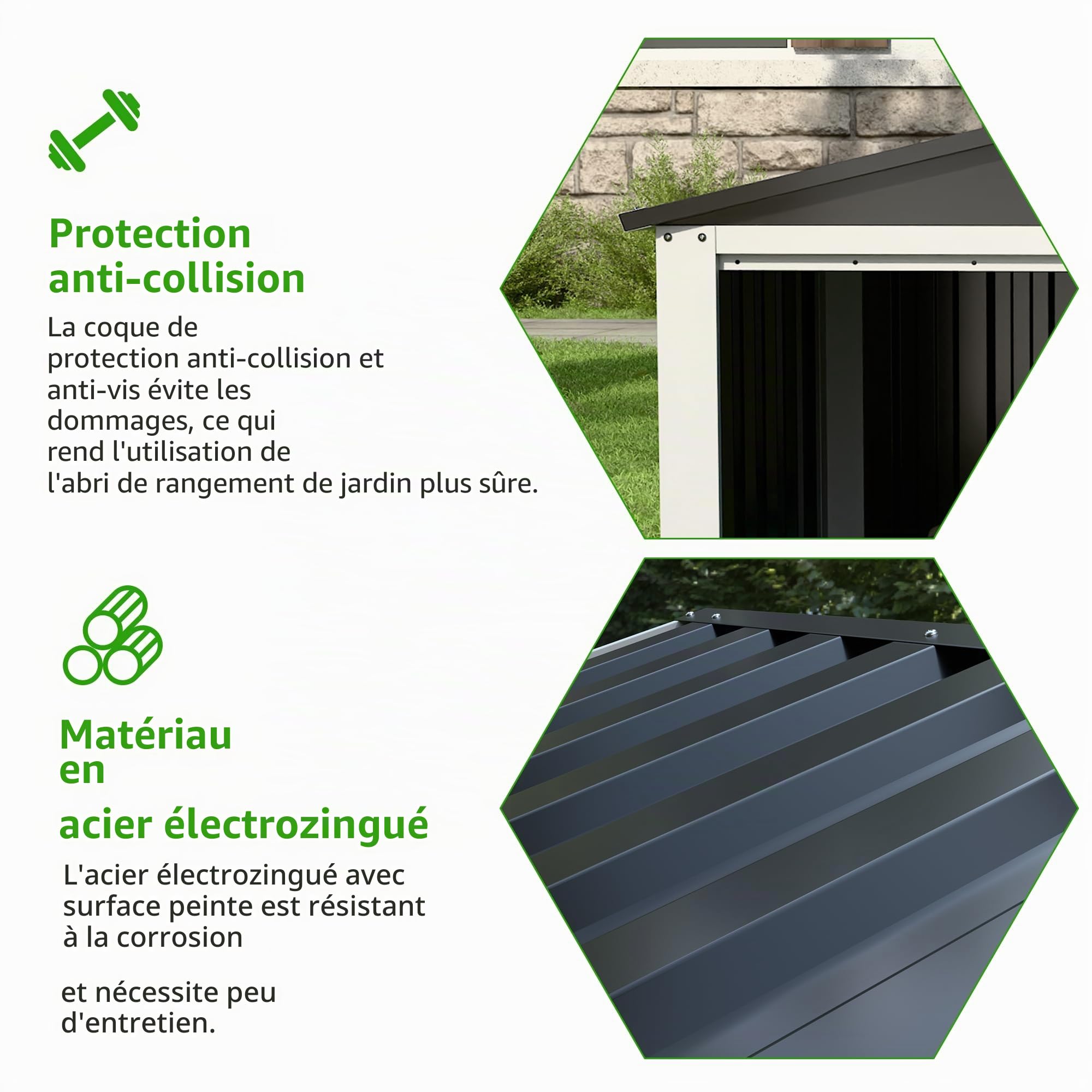 SUPEER Garage en Métal pour Robot Tondeuse avec Toit à Pignon - H 62 cm x L 90,5 cm x P 88,8 cm - Abri de Jardin pour Tondeuses à Gazon, Auvent pour Broyeur, Chambre pour Animaux