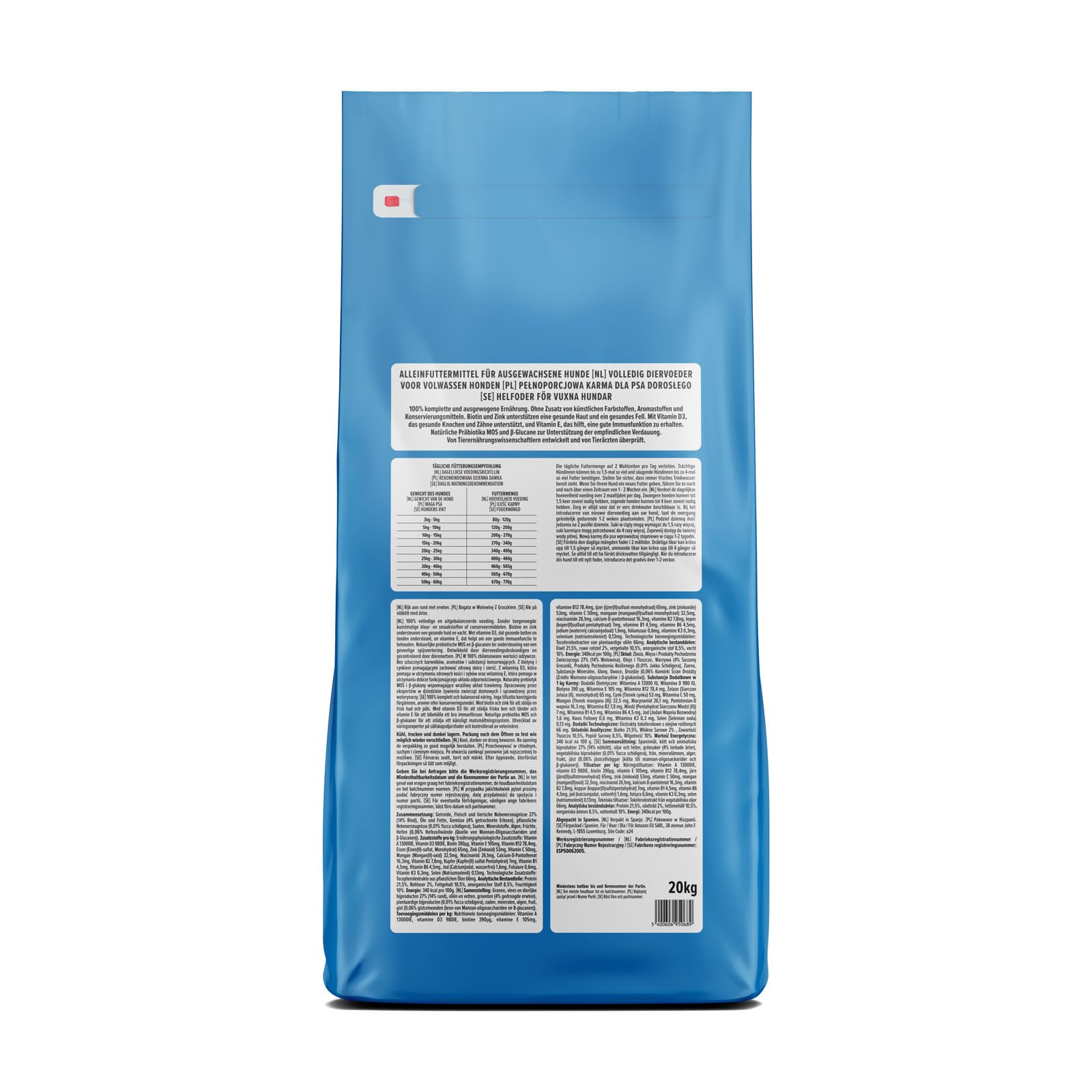 by Amazon Trockenfutter für Hunde, Reich an Rindfleisch mit Erbsen, 20kg
