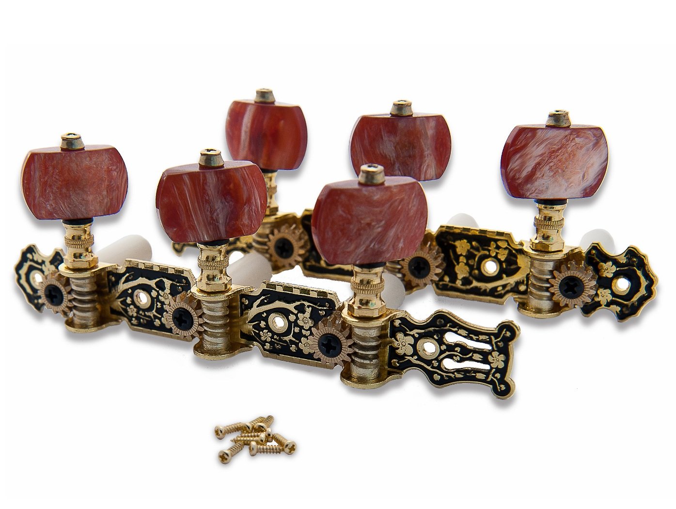 Classical Guitar tuning keys pegs, brown color, old-plated Budagov MHC-12