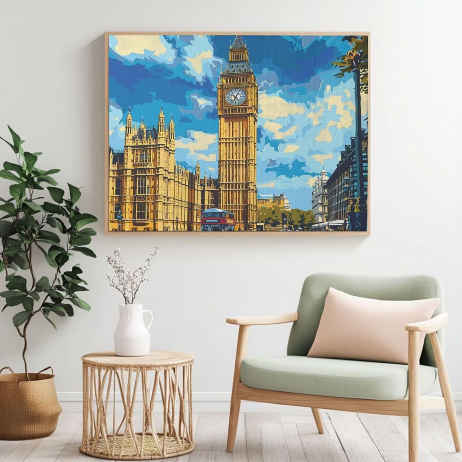 Kit per pittura con numeri per adulti, pittura stradale con numeri per principianti, pittura acrilica con 6 pennelli, pittura ad olio per decorazione da parete (90 x 65 cm, senza cornice) MK77