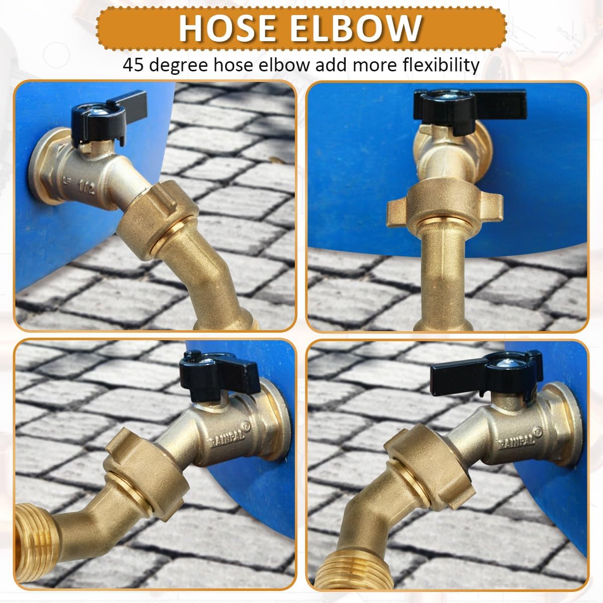 1pcs 45 Degree RV Hose Elbow with Easy Grip, 3/4" GHT City Water | Water hose elbow, 3/4" GHT male/female, for RV city water inlet, camper, garden hose adapter