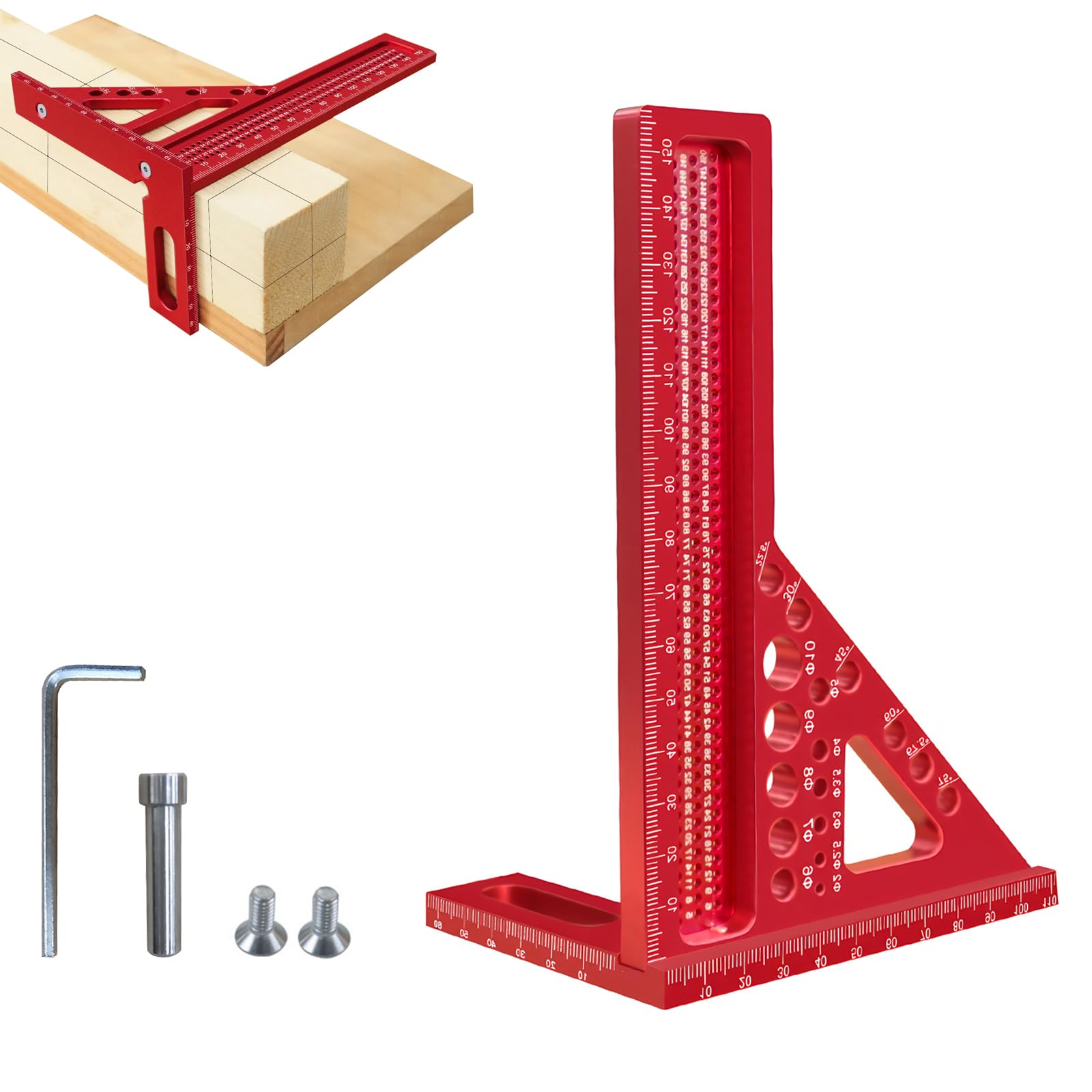 3D-Gehrungswinkel, Mehrwinkel Messlineal aus Aluminiumlegierung 22,5°–90° Winkelmesser Multifunktional Winkel Hochpräziser Schreinerwinkel für Schreiner Ingenieure Handwerk