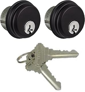 MCAVORY Mortise Cylinder Locks - Adams Rite Compatible, Keyed Alike, Duronotic Bronze Double Cylinder 2-Pack for Storefront Doors