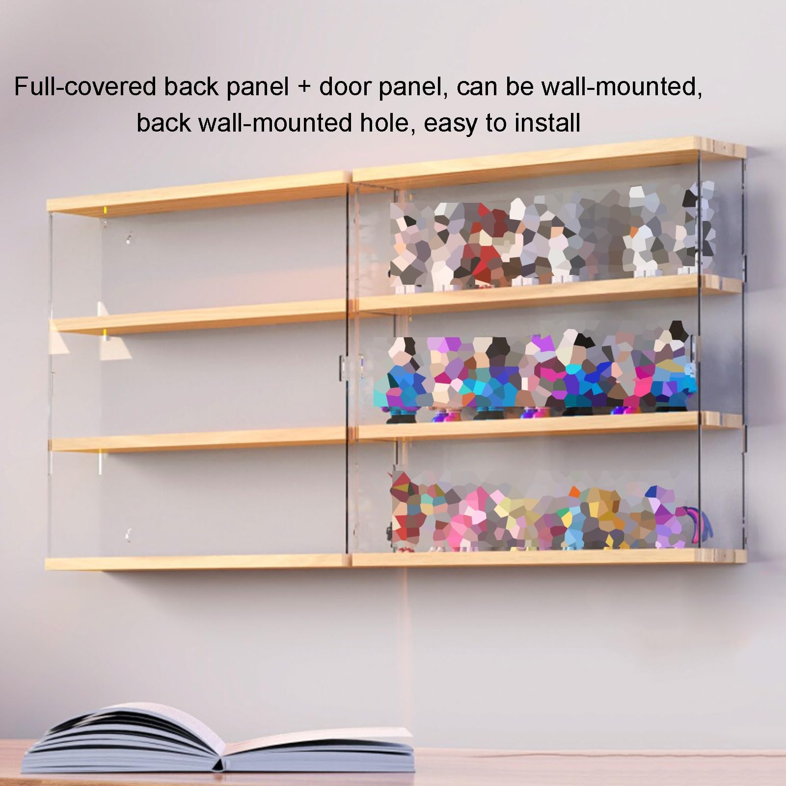 Mensola da parete da collezione con porta trasparente, ideale per modellini, giocattoli e figure, perfetta per casa, ufficio, sala giochi o camera da letto, 30 x 8 x 37,8 cm