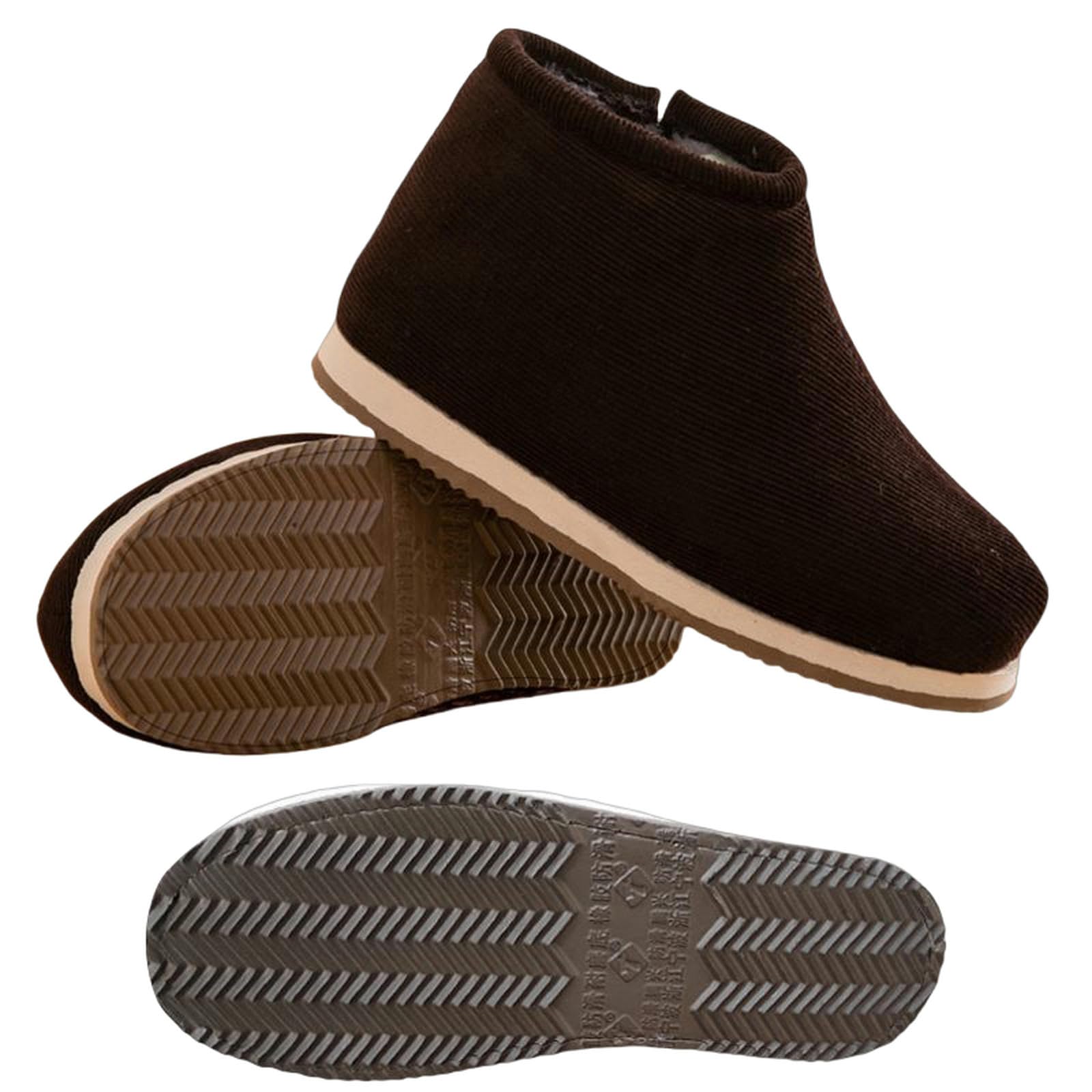 Zapatillas Fiesta De Fieltro Difuso De Las Mujeres Espuma De Memoria Cerrada Damas con Forro De Goma Anti-Deslizamiento De Revestimiento Cálido-jujube Rojo-42 Yardas