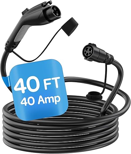 Cable de extensión de cargador EV, 40 pies 40 amperios J1772 cable de extensión compatible con cargadores de 110V-240V SAE J1772 EV, adecuado para