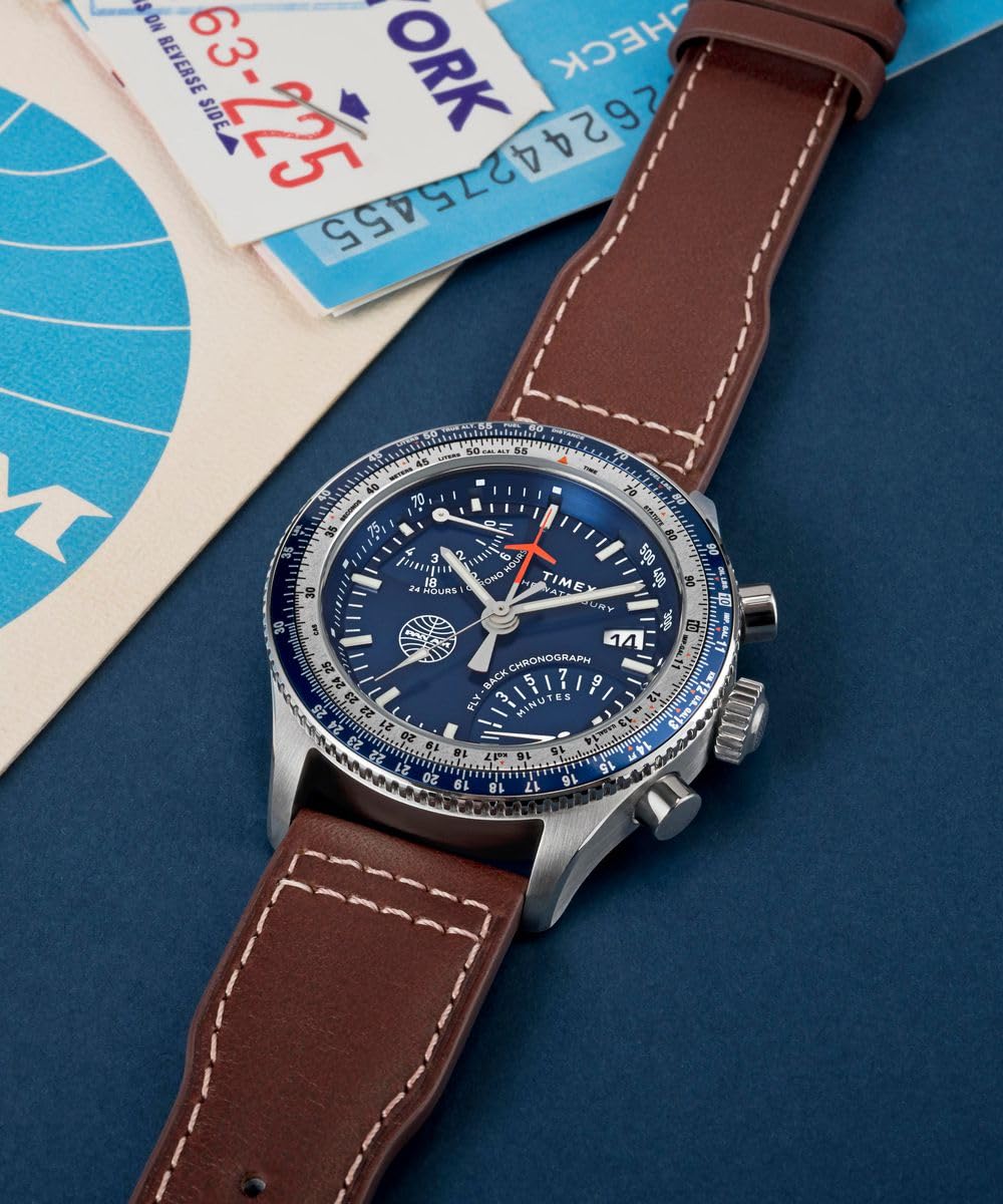 Timex Herren Chronograph Quarz Armbanduhr Fly Back x Pan Am