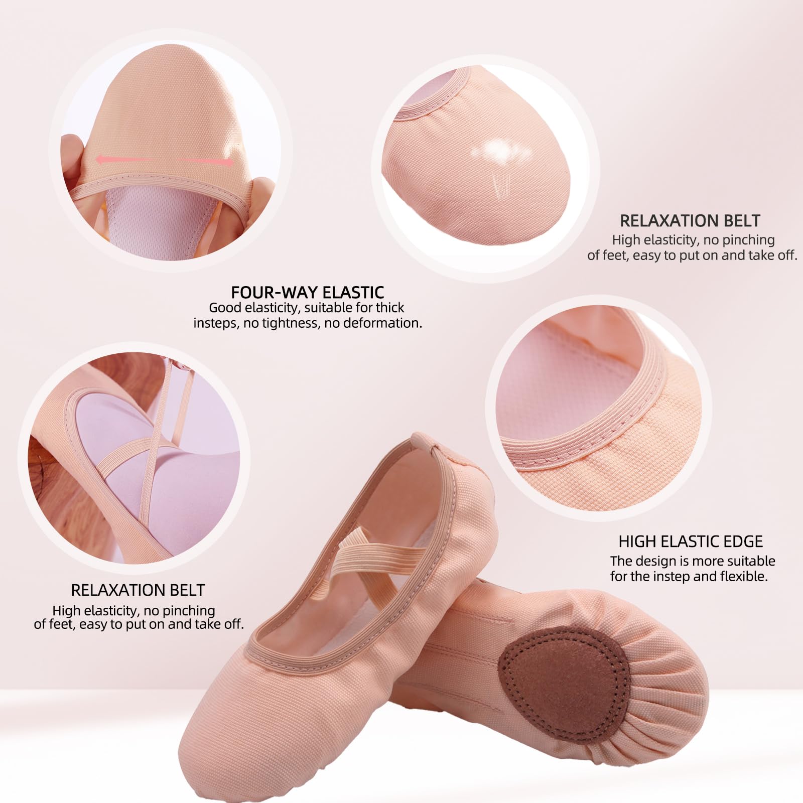 Uniuni Scarpe da balletto Suola in pelle divisa per bambini e adulti (Consiglia l'acquisto di una taglia più grande)