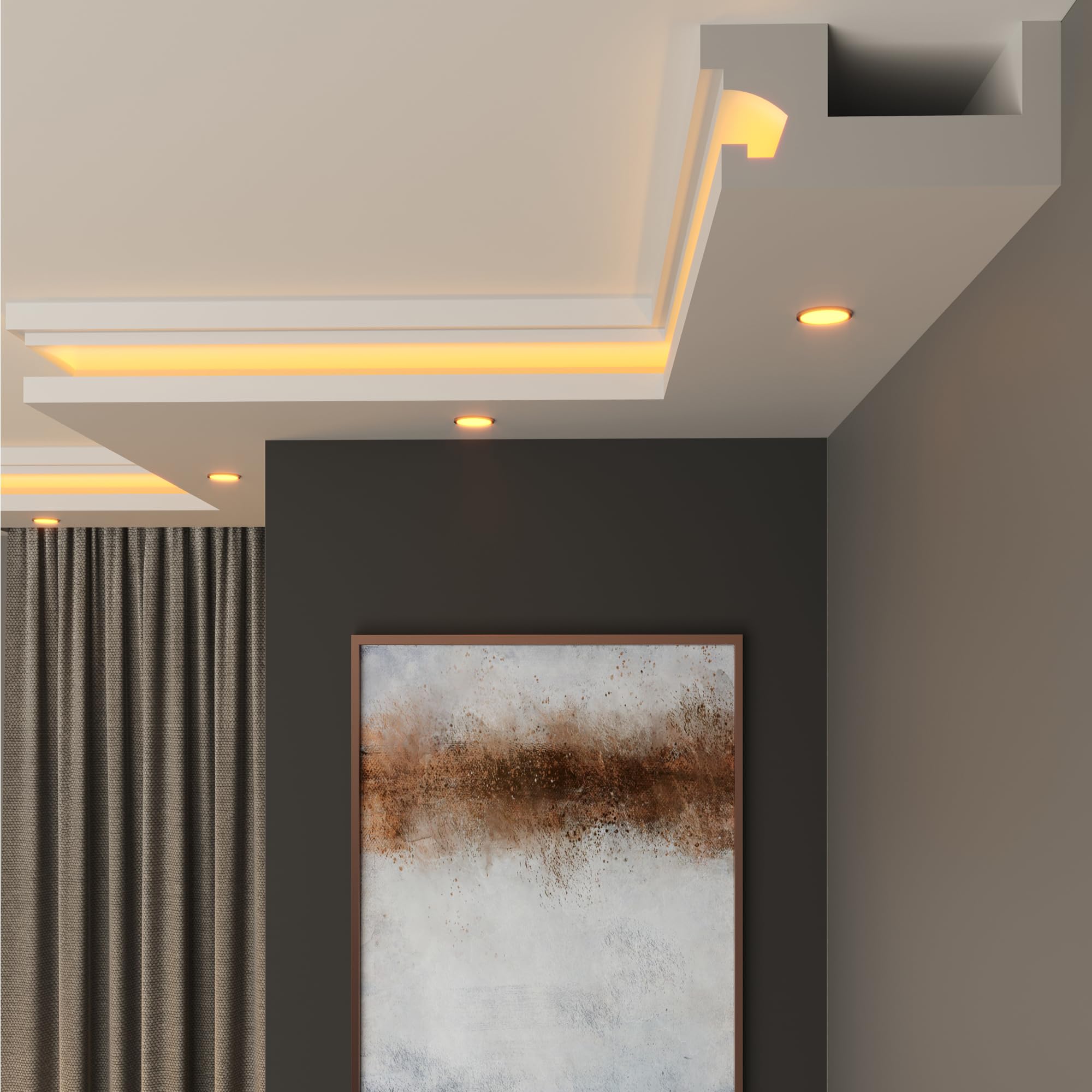 FAST DECOR Premium XPS LED Coving for Ceilings, Lightweight Decorative Cornice Moulding Trim, Paintable Finish, Easy DIY Installation, Cornice Coving, Ceiling Coving (CLS12, 2m (1 Length))