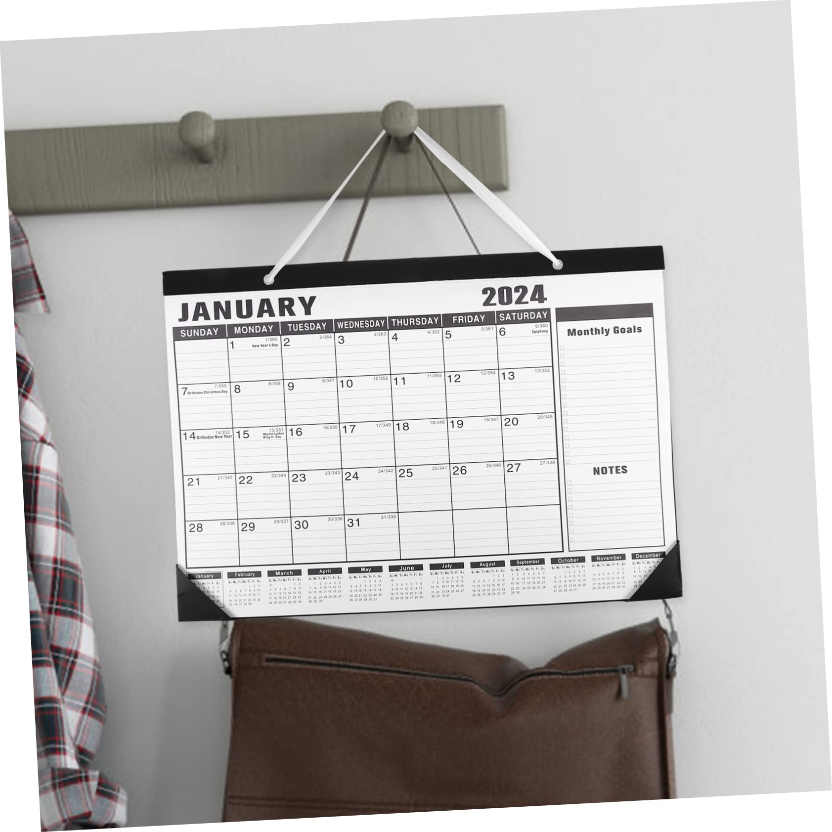 SHINEOFI 4pezzi Calendario Da Parete Inglese Con Scrittura Pianificazione Mensile Per Ufficio e Casa Design Casual e Resistente Calendario Festivo Per Organizzazione Giornaliera