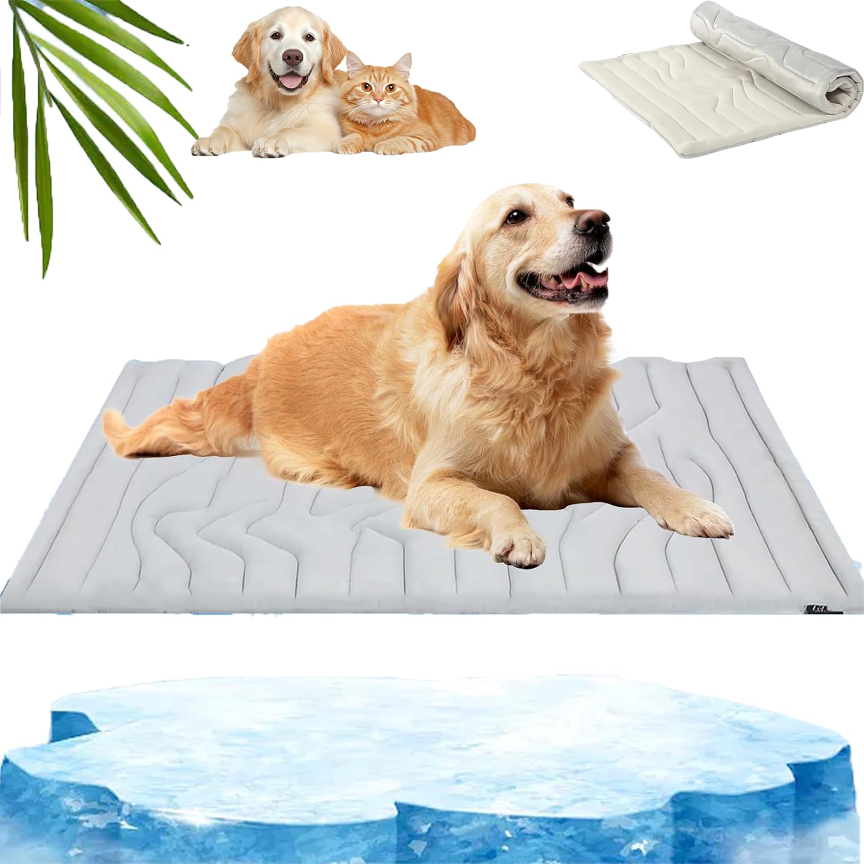 DZ'HUE Pfotenchill KüHlmatte, Pfotenchill - Die Innovative KüHlmatte FüR Hunde, SelbstküHlende KüHlmatte FüR Hunde, HäLt Ihn 6+ Stunden KüHl, FüR Sommer, Auto, Garten & Reisen (Gray-a,M: 36 * 23 in)