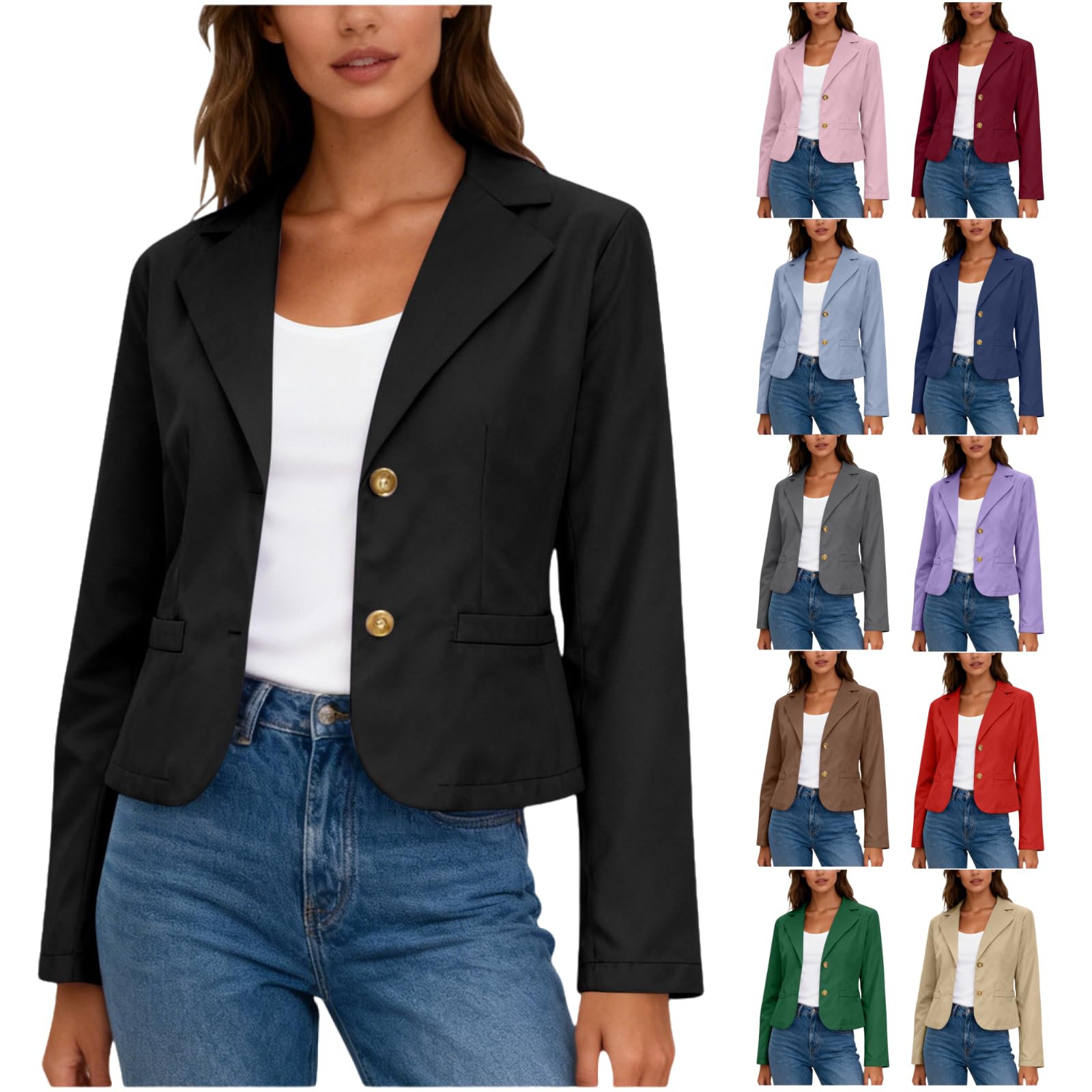 Blazers for Women Cropped Open Front Cardigan Blazer Business Casual Long Sleeve Suit Jacket Short Office Blazer Coat