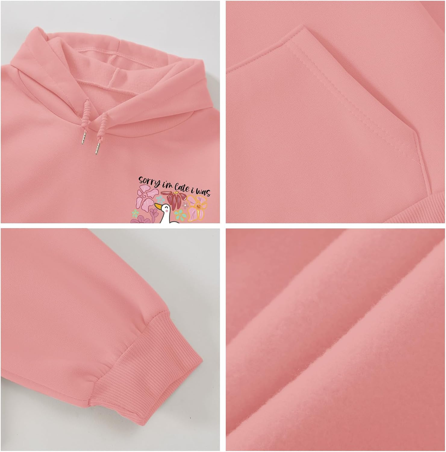 BINTEHGS Funny Silly Goose Hoodie for Teen Cute Flower Graphic Hooded Sweatshirt Kawaii Duck Print Tops Fleece Sweaters