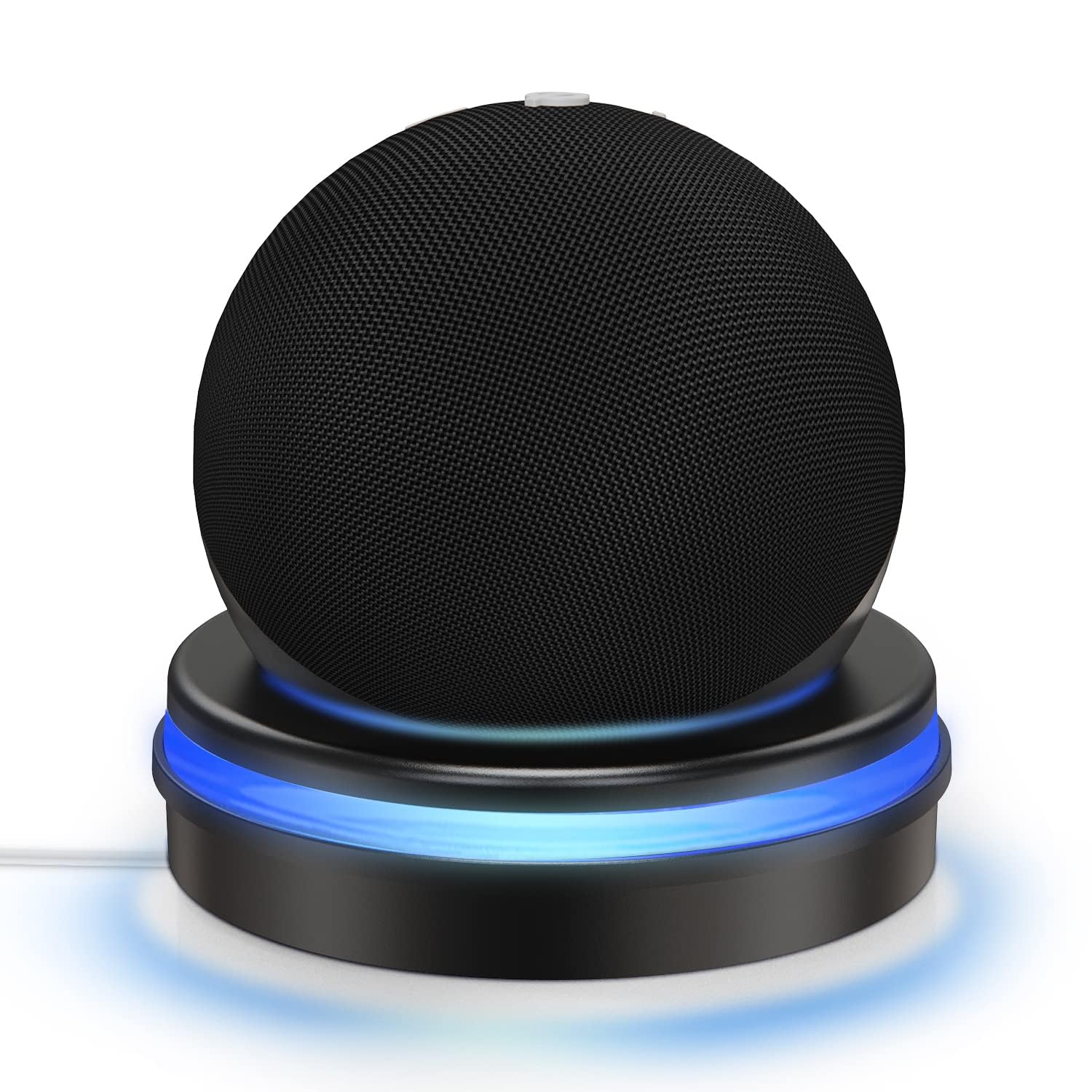 JERN ® Echo Dot Table Holder, Light Guide Adjustable Desktop Stand Bracket, Built-in Cable Management Accessories, Space-Saving 4th Gen Desktop Stand for Echo Dot Speakers (Black)