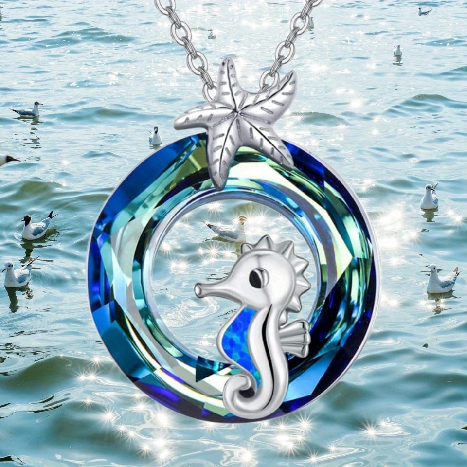Seahorse Blue Pendant Necklace