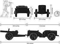Vista 2 de TimMee Combat Patrol Willys & Artillery - Juego negro de 4 piezas fabricado en Estados Unidos