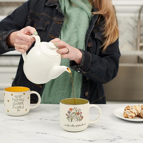 Miniatura 5 de Christian Art Gifts Taza de café de cerámica floral verde salvia  15 oz. apta para microondas y lavavajillas Escritura inspiradora taza de café y té