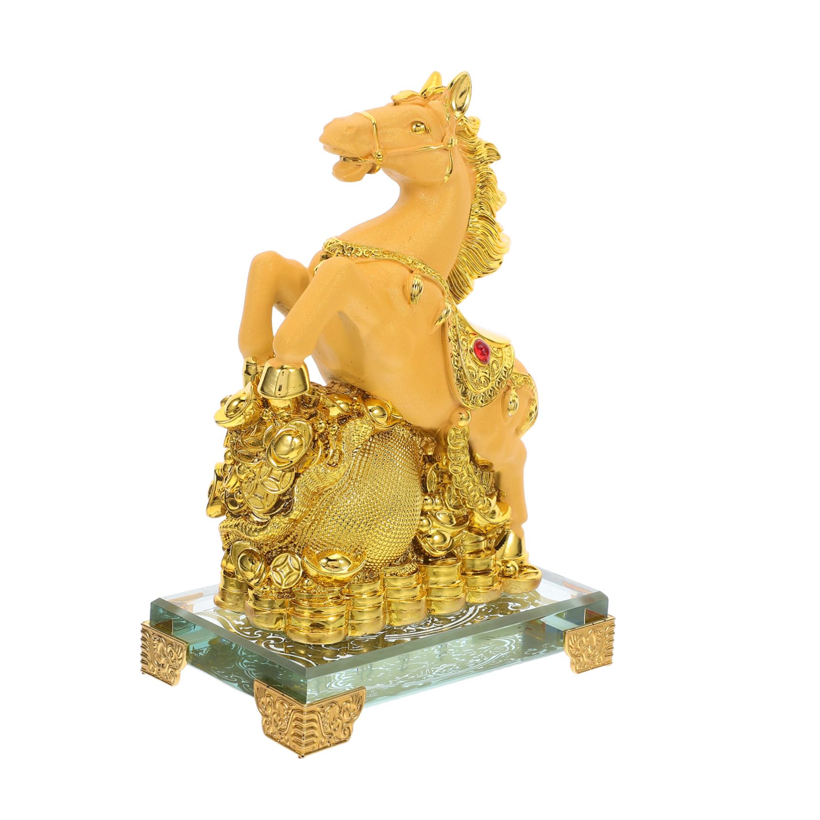 MAGICLULU zabawki zodiaku konia ozdoby na stół w kształcie konia noworoczne posągi koni Deska rozdzielcza samochodu zwierząt zodiaku statua rok maskotki Golden