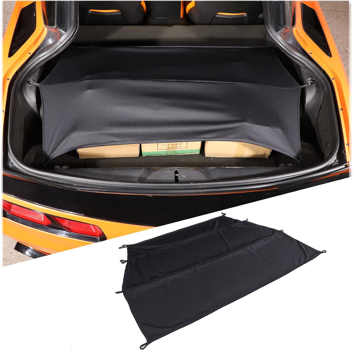 Trunk Cargo Cover for Chevrolet Corvette C7 2014-2019, Trunk Security Upper Cargo Shade Cover, Rear Cargo Shade, Rear Trunk Tailgate Shade, Prevents Sun Privacy Protection Accessories (L Size)