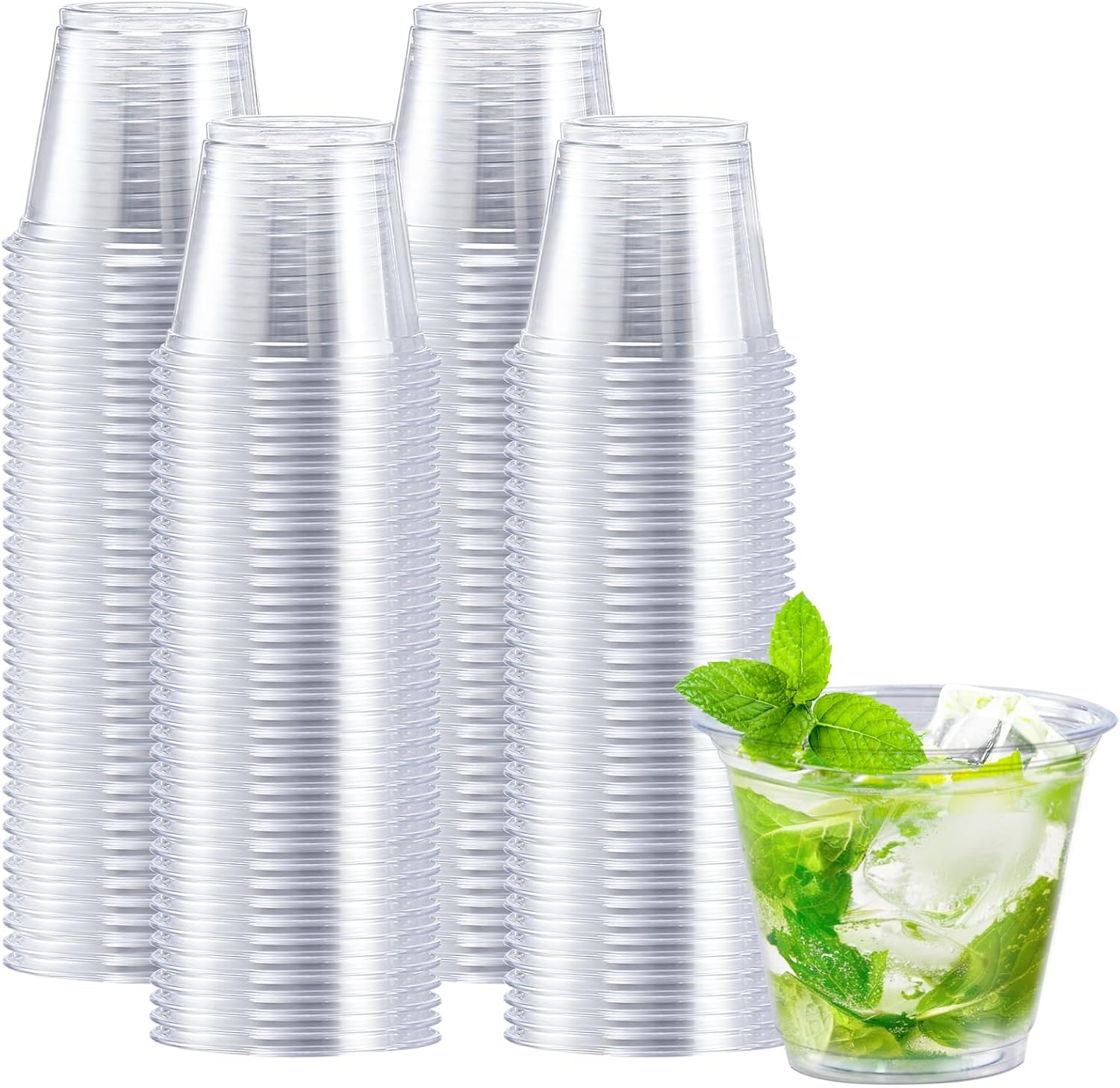 ONE PACK OPEN 300 Pack 9 oz Clear Plastic Cups, Disposable Cocktail Cups for Party, Wedding, PET Plastic Cup Bulk, Fancy Party Drinking Cup, Clear Tumblers for Cold Beverage