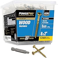 PowerPro #8 x 2 Inch Premium Exterior Deck Screws, 709pc Bronze Bulk Pack w/ T25 Star Bit - Rust-Resistant for Decks & Fencing