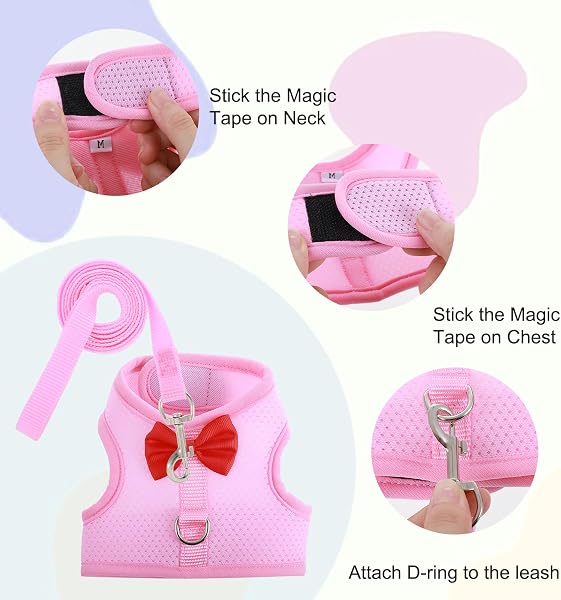 Guinzaglio coniglio,Pettorina per coniglio con un fiocco,Guinzaglio per conigli,Accessori per conigli nani,Gatti,Cani di piccola taglia e altri piccoli animali - 3