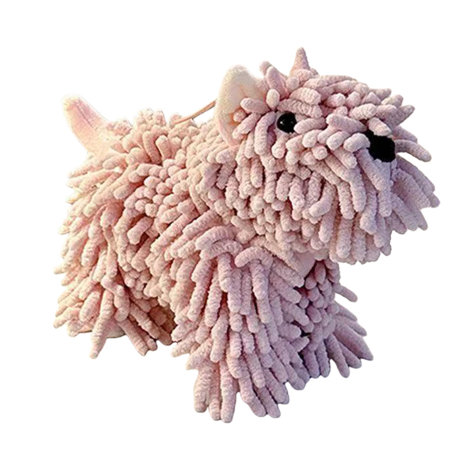 Chenille Dog Hand Towel Fluffy and Soft Decorative Puppy Towels Highly Sorbent Microfiber Multipurpose for Bathroom Kitchen Washstand (Pink)