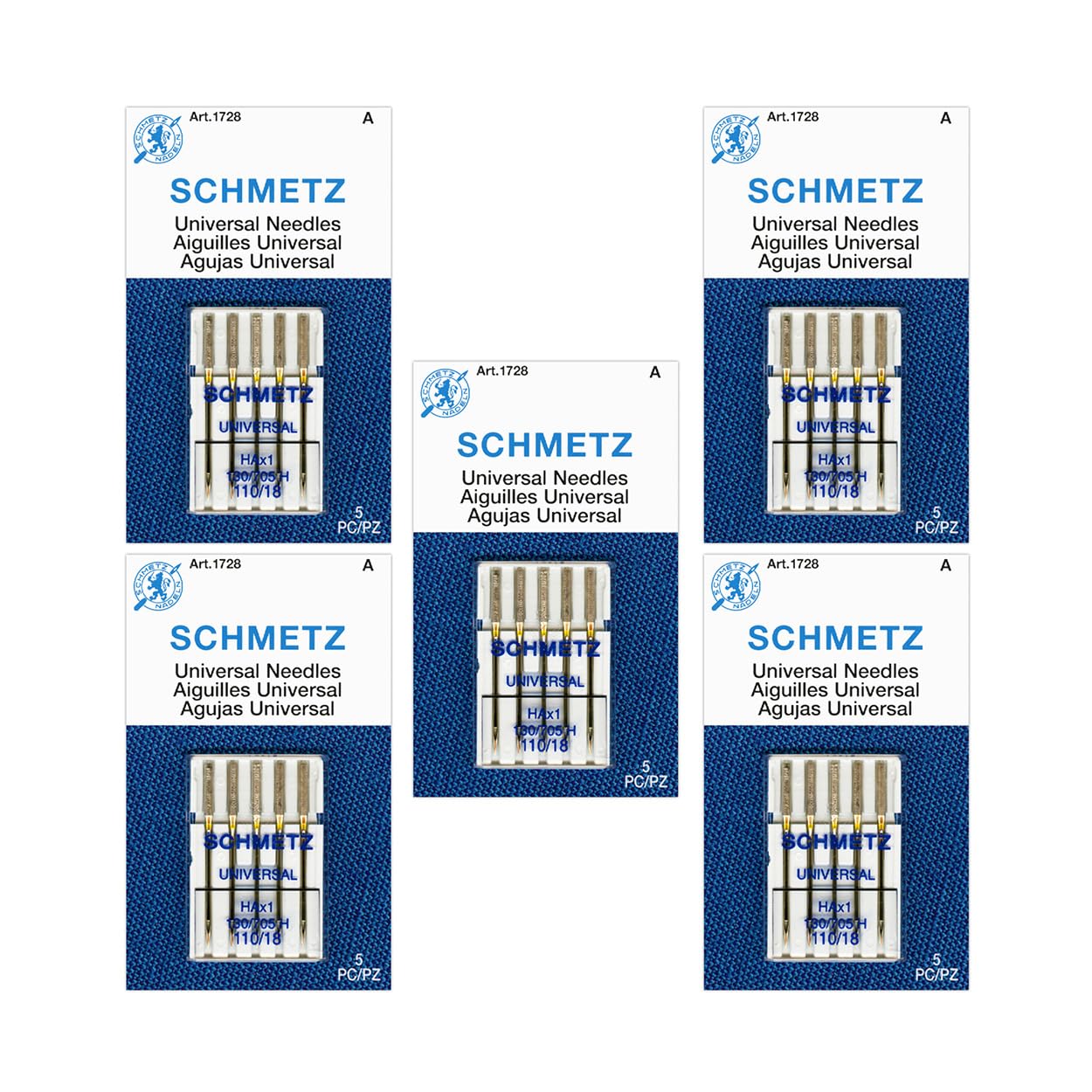Schmetz - Aghi universali per macchina da cucire 130/705H, 15 x 1H, misura 110/18