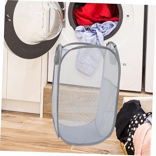 Miniatura 6 de LABRIMP 2 cestas portátiles para ropa sucia, contenedores de almacenamiento de ropa, organizador de suéter de malla, para colgar en la pared,