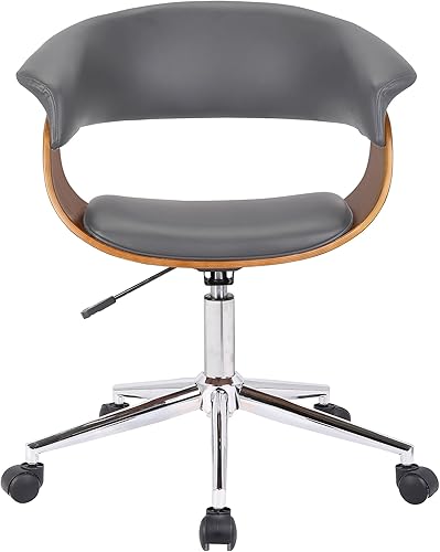 Miniatura 17 de Armen Living LCDAOFCHBL Daphne Silla de oficina de piel sintética negra, con acabado cromado. Bellevue,Cuero de imitación negro,Acabado