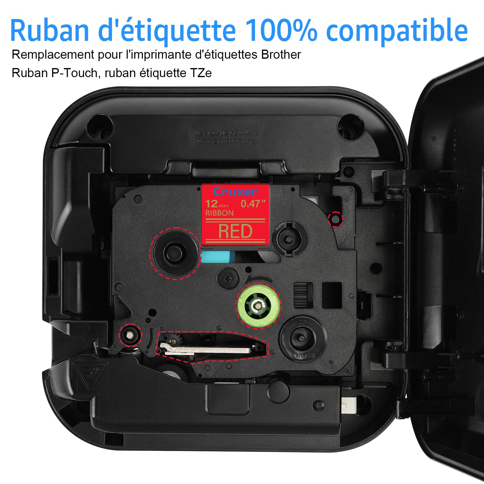 Cruxer Lot de 40 TZE-RW34 Compatibles avec P-Touch Doré sur Rouge 12 mm