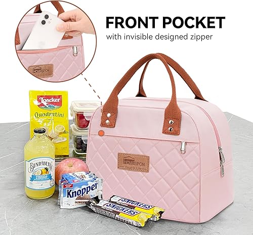 Miniatura 2 de HOMESPON Insulated Lunch Bag for Women Men Adults Lunch Tote with Front Pocket Lunch Box Container Cooler Bag for Work Picnic (Pink)