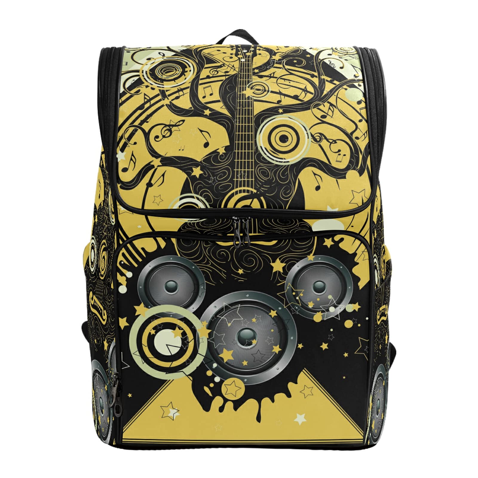 PUXUQU Retro Music Themed Guitar Tree School Backpack Daypack Laptop Bag Bookbag Travel Shoulder Bag for Kids Womens Mens
