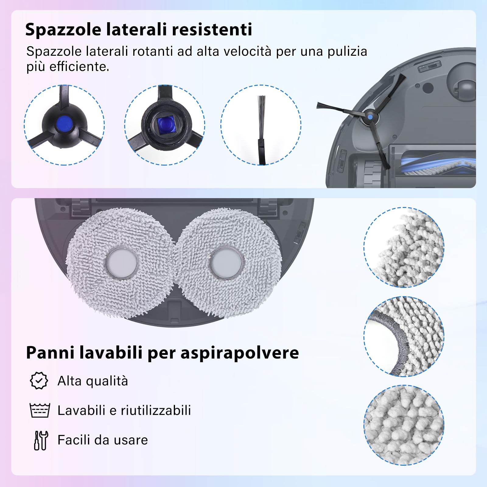 T50 Kit Accessori Ricambi per ECOVACS DEEBOT T50 Omni/T50 Pro Omni, T50 Omni/T50 PRO OMNI Gen2 Robot Aspirapolvere, 1 Spazzola Principale, 4 Filtri, 4 Spazzole Laterali, 4 Panni Mop, 6 Sacchetti